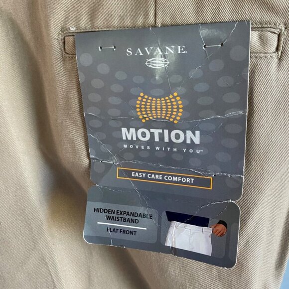 Savane Flat Front Khaki Pants with Hidden Expandable Waistband 38 x 30 NEW - Picture 8 of 10